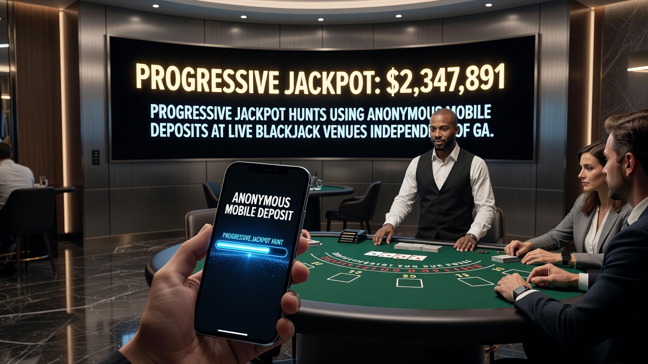 Close-up view of progressive jackpot counter on live blackjack interface with mobile payment confirmation screen visible