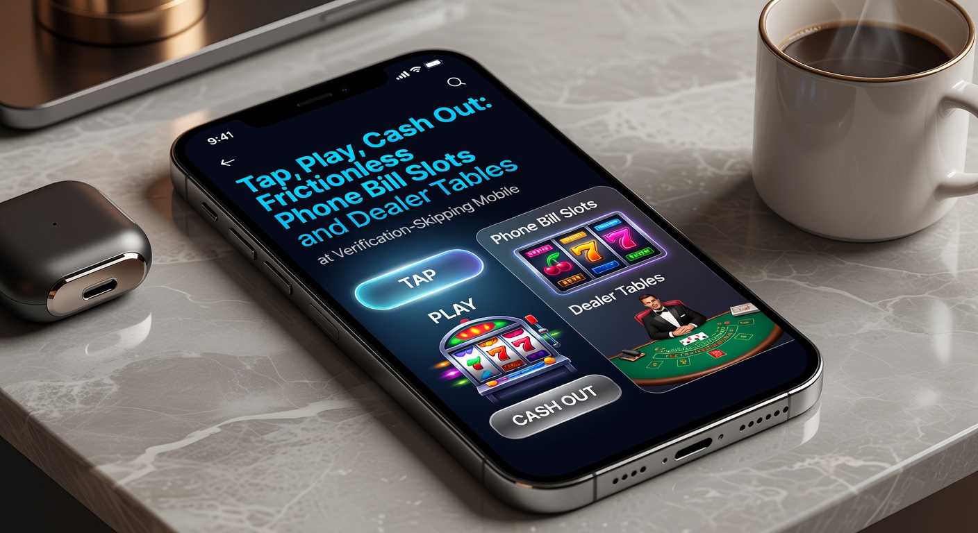 Live dealer at a blackjack table on a mobile screen, with phone bill deposit confirmation popping up nearby, chips stacked high on the virtual felt